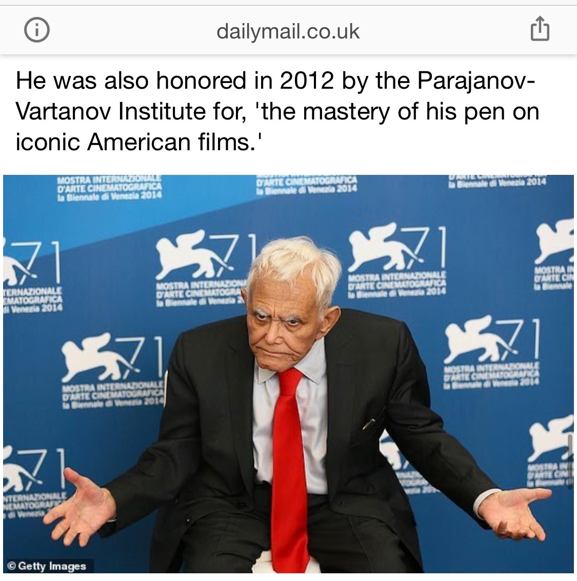 Daily Mail_Mardik Martin_Parajanov-Vartanov Institute Award